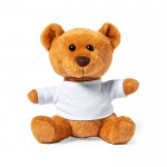 Zachte teddybeer in wit t-shirt kleur bruin eerste weergave