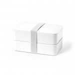 Grote lunchbox met twee compartimenten kleur wit eerste weergave