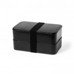 Grote lunchbox met twee compartimenten kleur zwart eerste weergave
