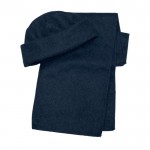 Polyesterfleece set met muts en sjaal 200 g/m2 kleur blauw eerste weergave