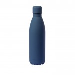 Grote stalen fles met rubberen afwerking kleur marineblauw eerste weergave