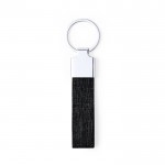 RPET polyester sleutelhanger en chromen accessoire kleur zwart eerste weergave