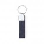 RPET polyester sleutelhanger en chromen accessoire kleur marineblauw eerste weergave
