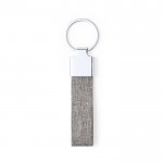 RPET polyester sleutelhanger en chromen accessoire kleur grijs eerste weergave