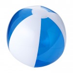 Tweekleurige strandbal met logo kleur blauw