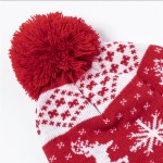 Polyester hoed met origineel kerstmotief en rode pompon tweede weergave