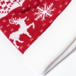 Polyester hoed met origineel kerstmotief en rode pompon derde weergave