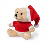 Teddybeer met kerstmuts en personaliseerbaar shirt kleur bruin