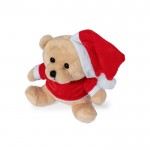 Teddybeer met kerstmuts en personaliseerbaar shirt kleur bruin vierde weergave