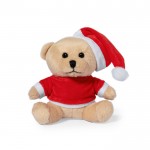 Teddybeer met kerstmuts en personaliseerbaar shirt kleur bruin eerste weergave