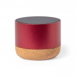 Speaker van gerecycled aluminium met kurken voet 3W vermogen kleur rood  negende weergave
