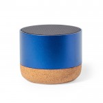 Speaker van gerecycled aluminium met kurken voet 3W vermogen kleur blauw  negende weergave