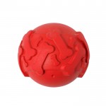 Rubberen bal voor huisdieren met botvormig reliëf kleur rood  negende weergave