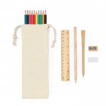 Katoenen tas met een schrijfset, kleuren en notitieboek kleur beige negende weergave