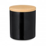 Vanille geurkaars in metalen pot met bamboe deksel kleur zwart  negende weergave