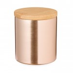 Vanille geurkaars in metalen pot met bamboe deksel kleur roze  negende weergave