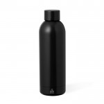 Gerecyclede roestvrijstalen fles in metallic kleuren 500ml kleur zwart  negende weergave