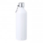 Fles van gerecycled aluminium met karabijnhaak 800 ml kleur wit  negende weergave