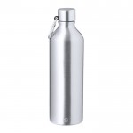 Fles van gerecycled aluminium met karabijnhaak 800 ml kleur zilver  negende weergave