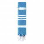 Bicolor pareo handdoek van gerecycled katoen en polyester 255 g/m2 kleur marineblauw  negende weergave
