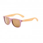 Kleurrijke zonnebril met bamboe pootjes en UV400 bescherming kleur roze  negende weergave