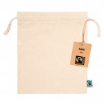 Fairtrade katoenen tas met trekkoord voor zelfsluiting 150g/m2 kleur naturel  negende weergave