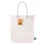 Fairtrade tas van gerecycled katoen met lange handvatten, 280 g/m2 kleur naturel  negende weergave