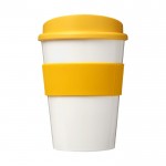 Koffiemok 360º bedrukt met siliconen kleur geel vooraanzicht