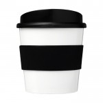 Mini koffiemok met siliconen en 360º bedrukt kleur zwart vooraanzicht