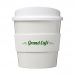 Mini koffiemok met siliconen en 360º bedrukt kleur wit met logo
