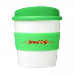 Mini koffiemok met siliconen en 360º bedrukt kleur groen met logo