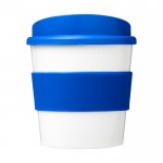 Mini koffiemok met siliconen en 360º bedrukt kleur koningsblauw vooraanzicht