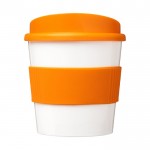Mini koffiemok met siliconen en 360º bedrukt kleur oranje vooraanzicht