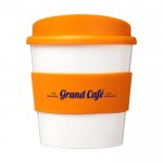 Mini koffiemok met siliconen en 360º bedrukt kleur oranje met logo