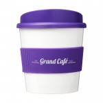 Mini koffiemok met siliconen en 360º bedrukt kleur paars met logo