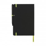 Promotie notitieboekje met kleur details kleur limoen groen achteraanzicht