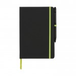 Promotie notitieboekje met kleur details kleur limoen groen vooraanzicht