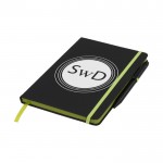 Promotie notitieboekje met kleur details kleur limoen groen met logo