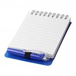Bedrukt notitieboekje met pen en post-its kleur blauw gedetailleerde weergave 1