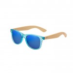 Zonnebril met spiegeleffect, UV400-bescherming en bamboepootjes kleur blauw  negende weergave