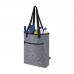 Thermos boodschappentas met logo van gerecycled vilt kleur grijs tweede weergave