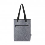 Thermos boodschappentas met logo van gerecycled vilt kleur grijs tweede weergave voorkant