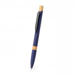 Aluminium pen met bamboedetail en blauwe inkt tweede weergave