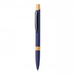 Aluminium pen met bamboedetail en blauwe inkt kleur marineblauw  negende weergave
