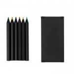 Set van 6 zwarte houten potloden in gerecycled kartonnen doosje derde weergave