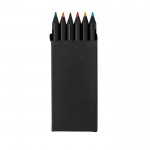 Set van 6 zwarte houten potloden in gerecycled kartonnen doosje kleur zwart  negende weergave