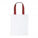 Witte canvas tas met middelgekleurde handvatten, 230 g/m2 kleur rood  negende weergave