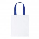 Witte canvas tas met middelgekleurde handvatten, 230 g/m2 kleur blauw  negende weergave