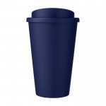 Plastic to go koffiebekers met logo kleur donkerblauw tweede weergave voorkant