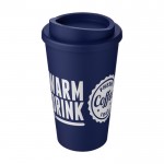 Plastic to go koffiebekers met logo kleur donkerblauw weergave met logo